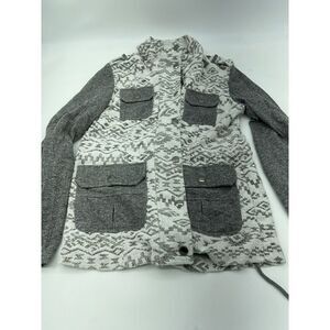 Under Skies snap zip gray/white jacket size small